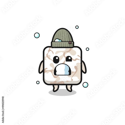 cute cartoon ceramic tile with shivering expression