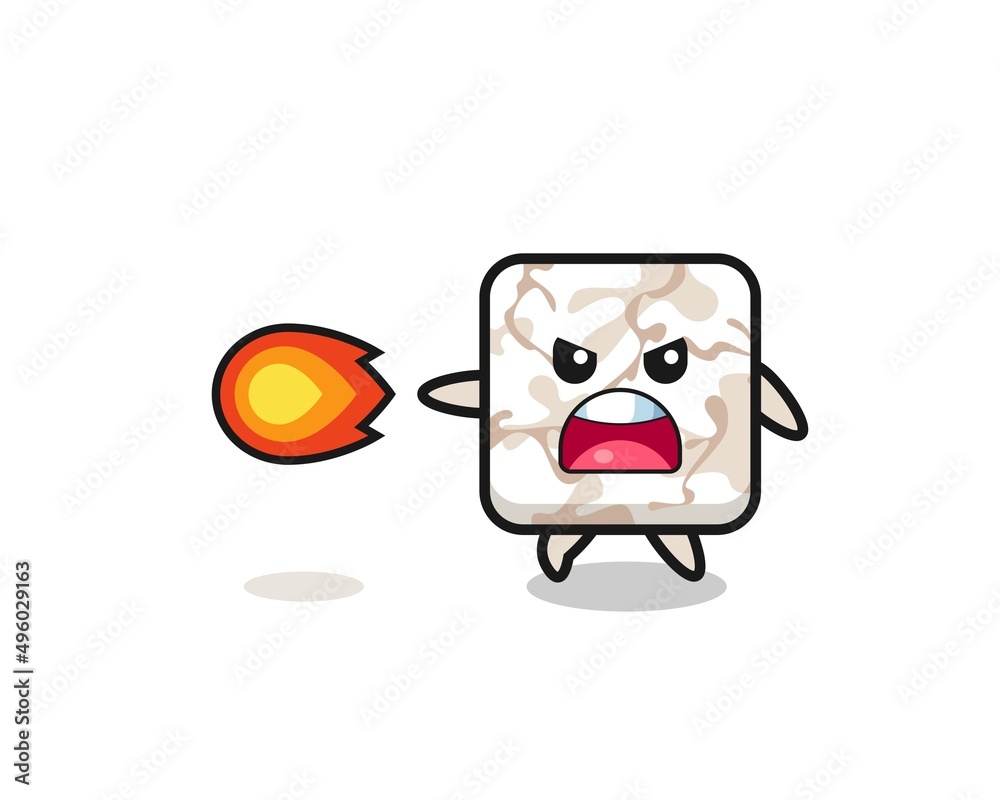 cute ceramic tile mascot is shooting fire power