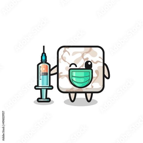 ceramic tile mascot as vaccinator