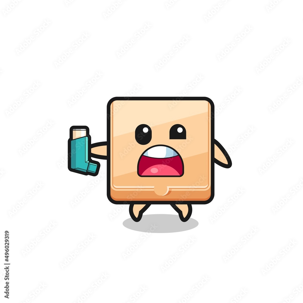 pizza box mascot having asthma while holding the inhaler pizza box mascot having asthma while holding the inhaler