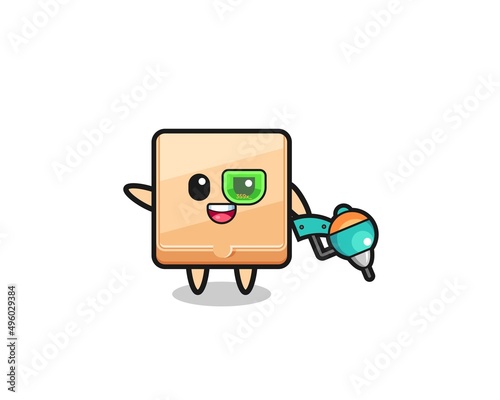 pizza box cartoon as future warrior mascot