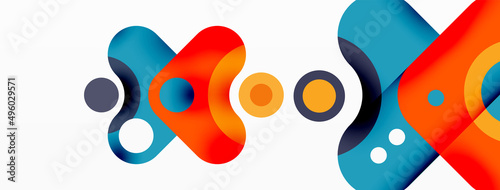 Creative geometric wallpaper. Minimal bubble arrow and circle abstract background. Techno business template for wallpaper, banner, background or landing