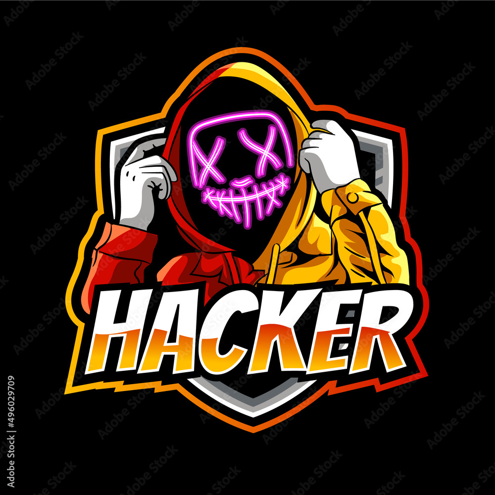 hacker mascot illustration for sports and esports logo