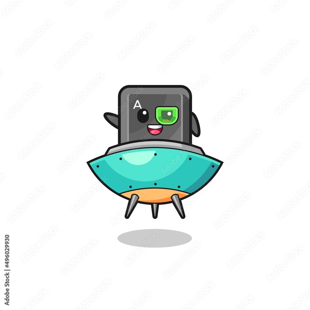 keyboard button cartoon riding a future spaceship keyboard button cartoon riding a future spaceship