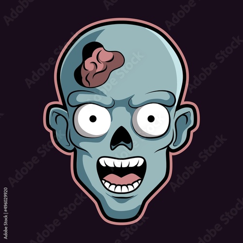 head zombie scary angry , mascot esports logo vector illustration