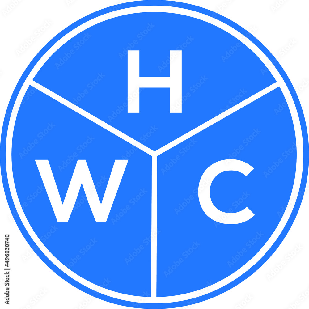 Obraz premium HWC letter logo design on White background. HWC creative Circle letter logo concept. HWC letter design. 