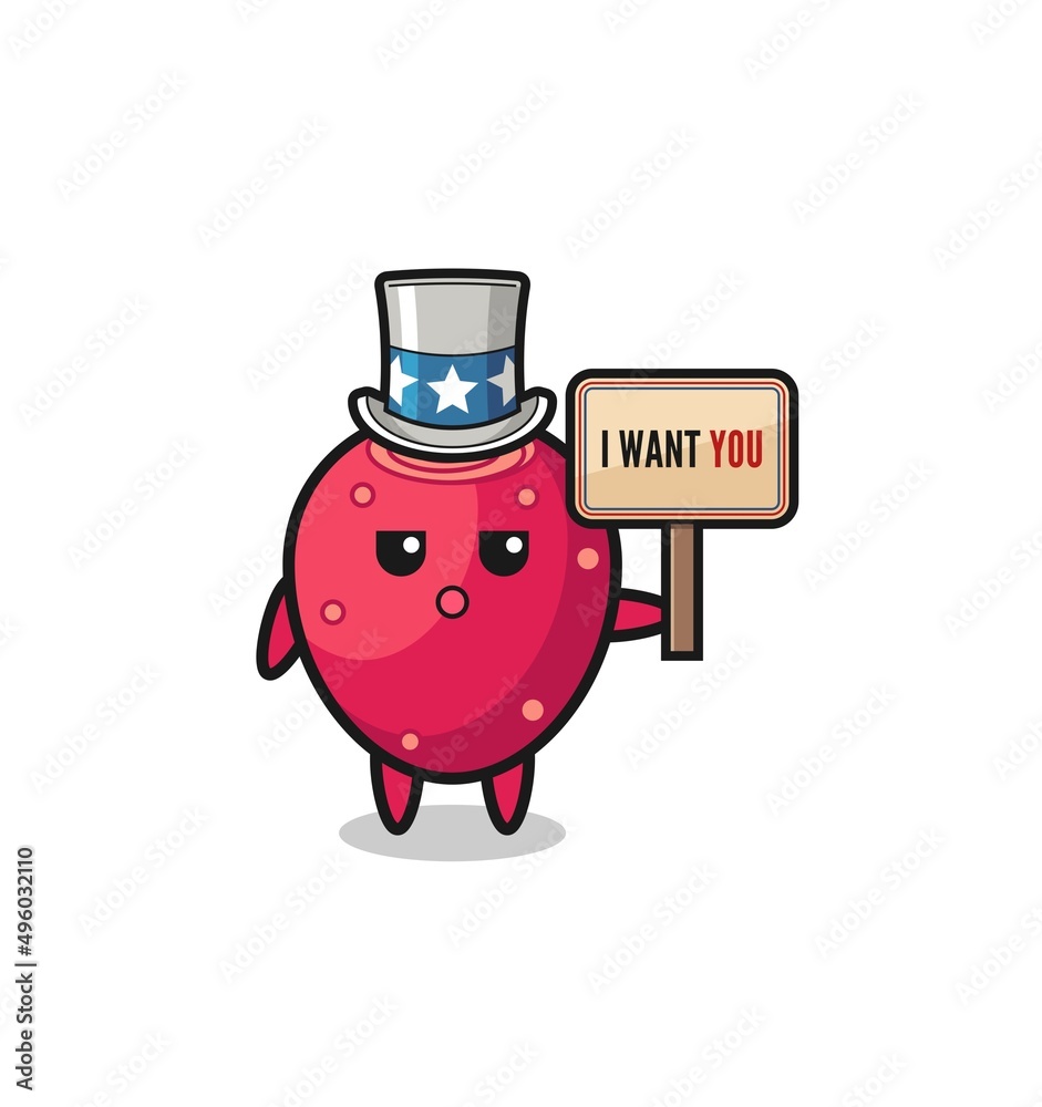 prickly pear cartoon as uncle Sam holding the banner I want you