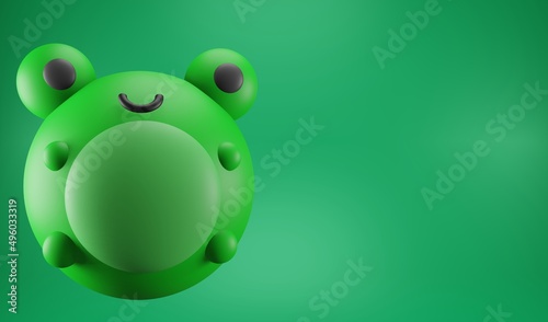 3d round cute frog