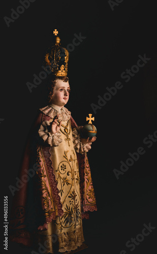 statue of the Child Jesus holding a globus cruciger of Spanish origin photo