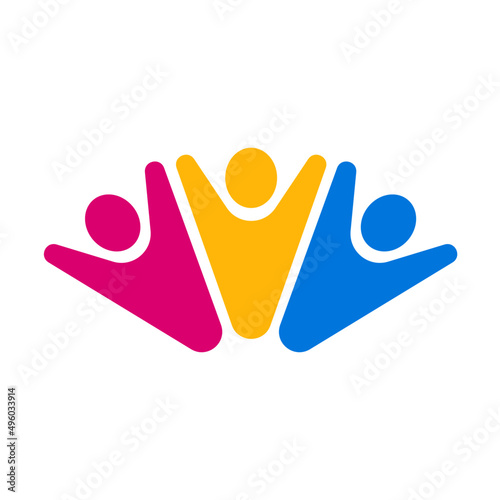 Unity logo vector illustration people together logo Icon Flat design style 