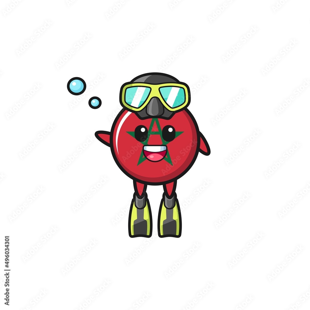 the morocco flag diver cartoon character the morocco flag diver cartoon character