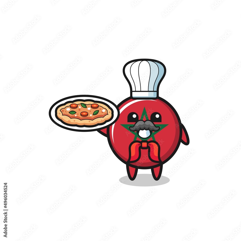 morocco flag character as Italian chef mascot morocco flag character as Italian chef mascot