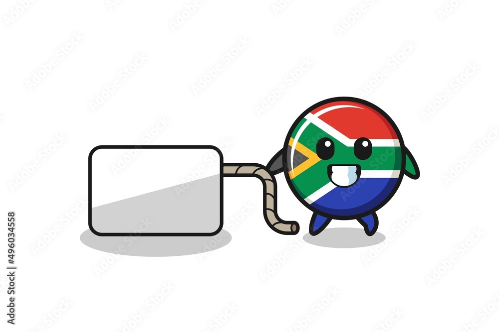 south africa flag cartoon is pulling a banner south africa flag cartoon is pulling a banner