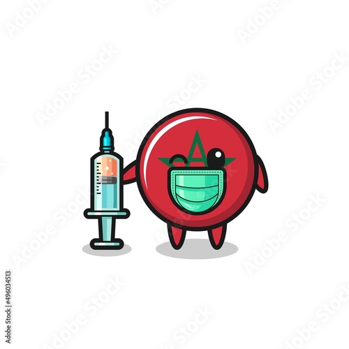 morocco flag mascot as vaccinator