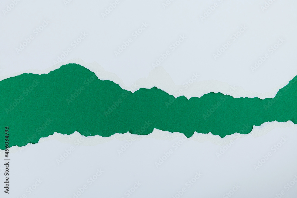 Obraz premium Torn paper on green background