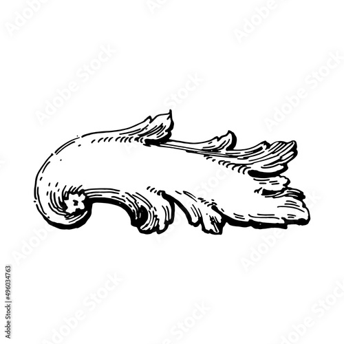 Vintage Ribbon Banner hand drawn illustration in vintage engraved style. Retro isolated on white background. Design elements for greeting cards, banners, invitations.