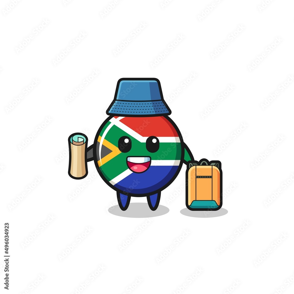 south africa flag mascot character as hiker south africa flag mascot character as hiker