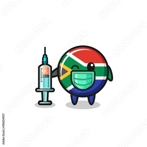south africa flag mascot as vaccinator