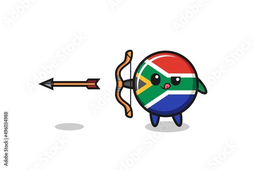 illustration of south africa flag character doing archery