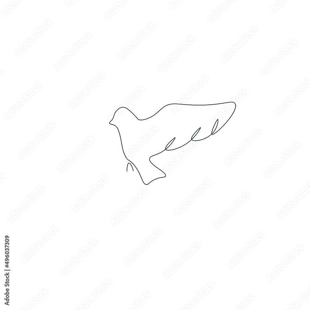 Fototapeta premium Bird dove line drawing vector illustration