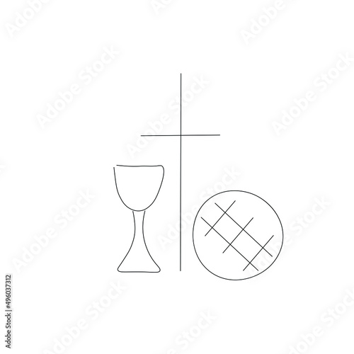 Sign of holy communion bread and wine vector illustration