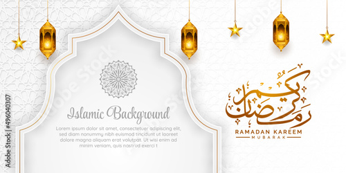 3d arabic islamic luxury ramadan or ramadhan horizontal banner with pattern for eid al fitr or adha ramzan milad un nabi mubarak background