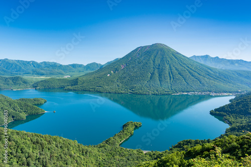 Fototapeta Naklejka Na Ścianę i Meble -  男体山と中禅寺湖全景