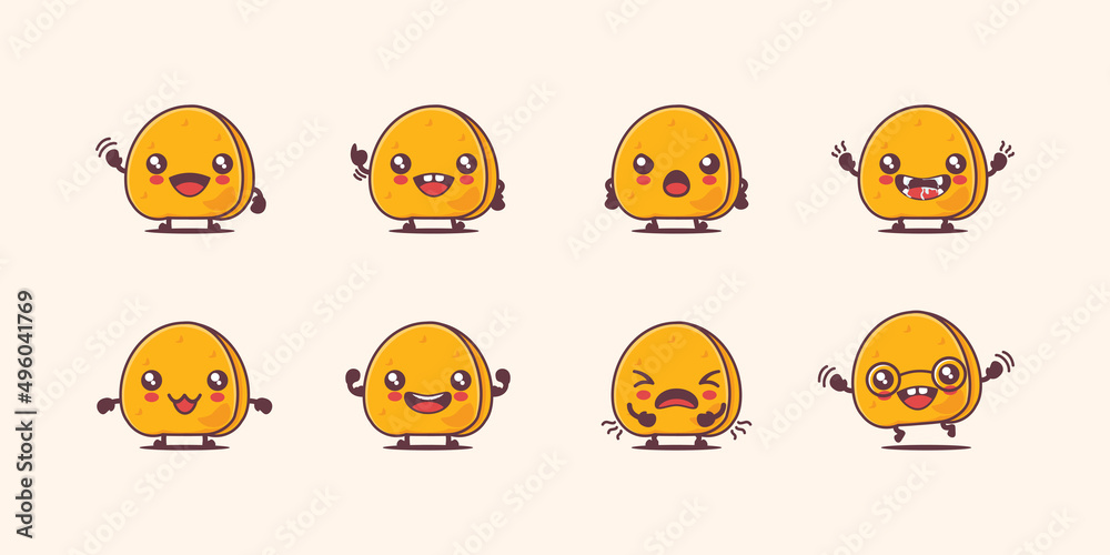 Fototapeta premium samosa cartoon. vector illustration of traditional indian food or famous food in asia. with different faces and expressions