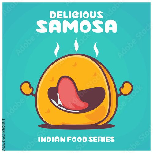 samosa cartoon. vector illustration of traditional indian food or famous food in asia