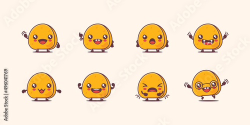 samosa cartoon. vector illustration of traditional indian food or famous food in asia. with different faces and expressions