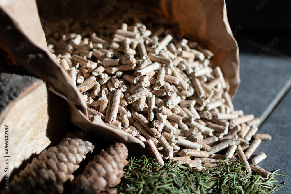 Fir pellets kraft bag with apple and pine needle Fir pellets kraft bag with apple and pine needle