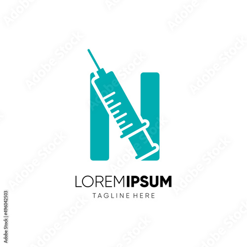 Letter N Injection Logo Design Vector Icon Graphic Emblem Illustration 