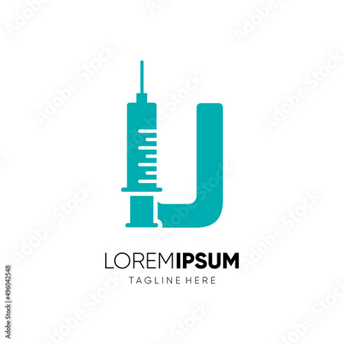 Letter U Injection Logo Design Vector Icon Graphic Emblem Illustration 