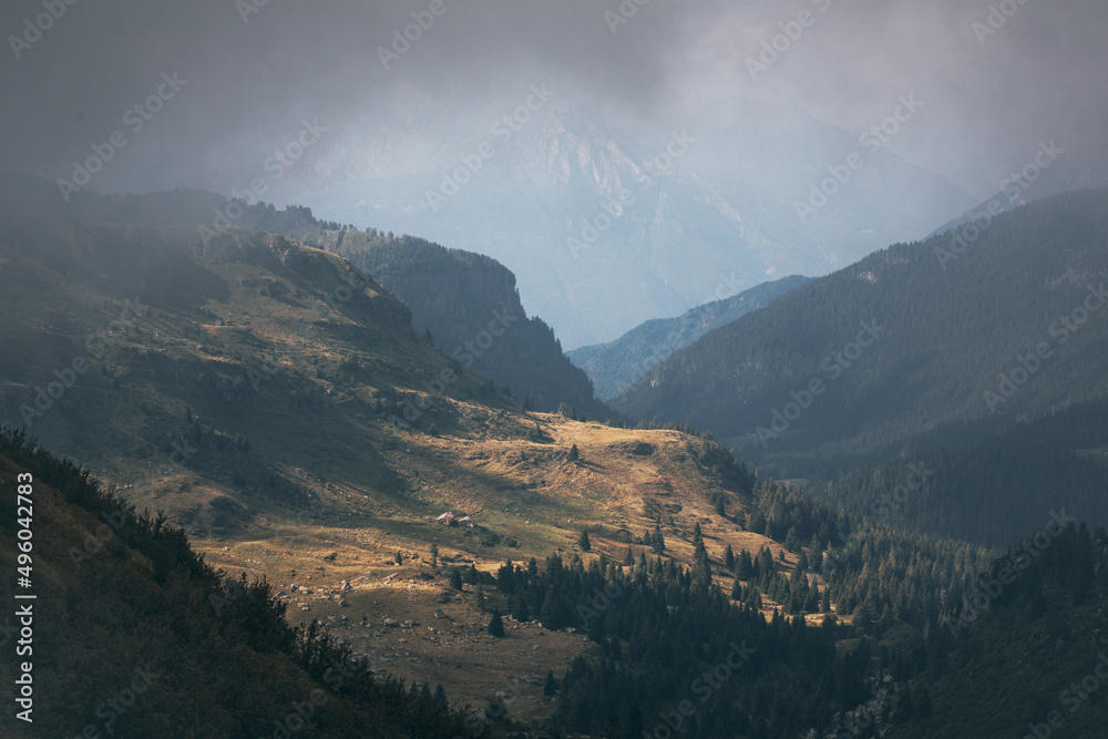 Fototapeta premium landscape with clouds and sun