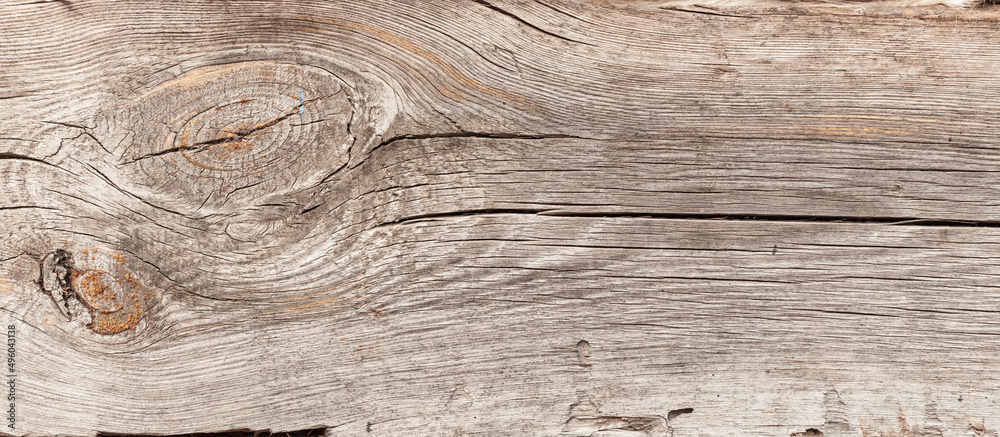 Obraz premium Naturalne tło niejednolitych starych grubych drewnianych desek z teksturą korozji drewna.. Kolory brązu. Tapeta.