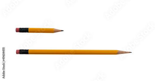 Φωτογραφία Long and short pencils on white background