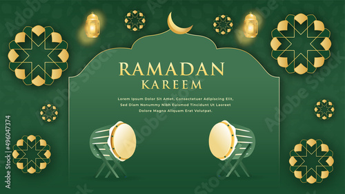 Realistic ramadan background with Islamic ornaments