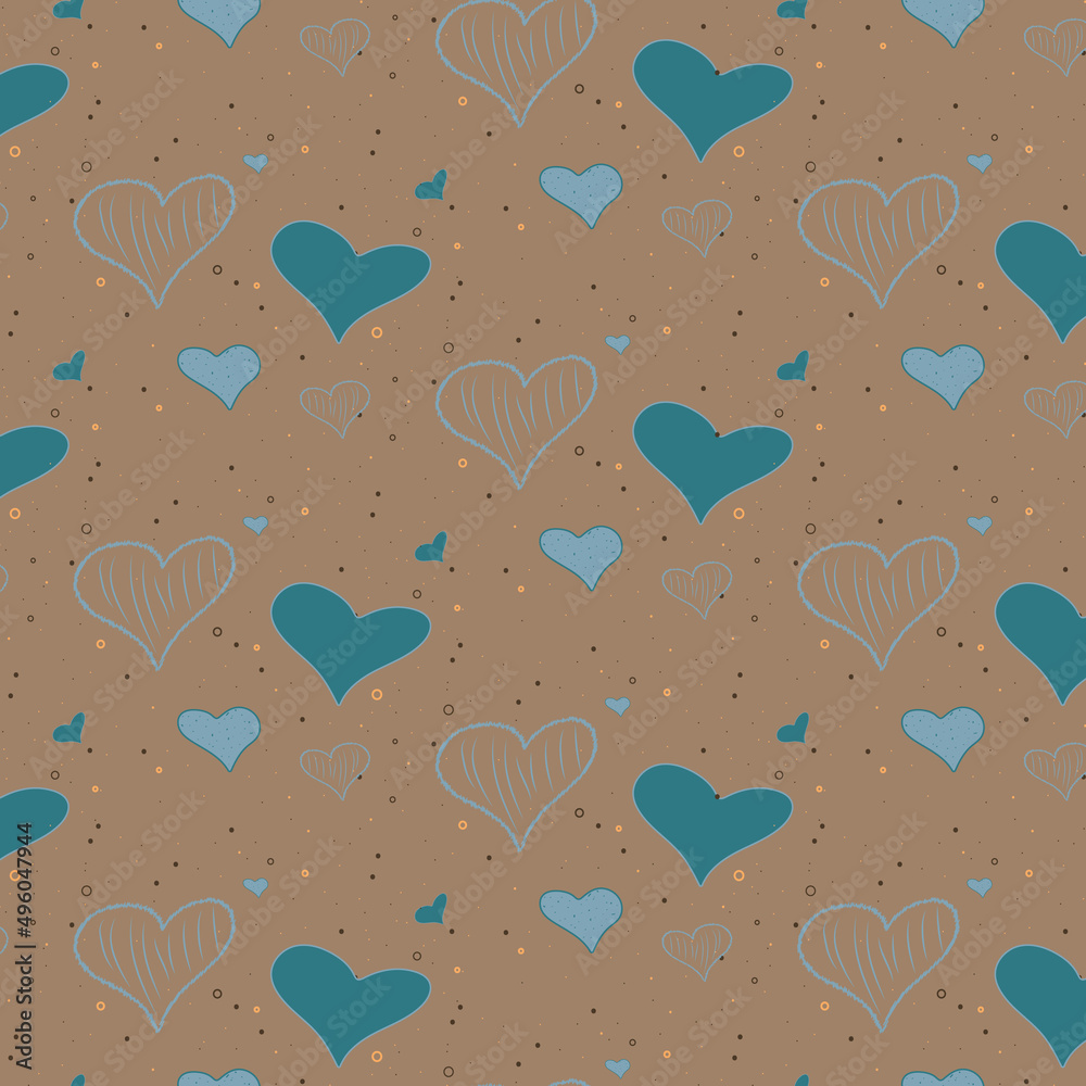 Vector seamless pattern with hearts. Pattern for textiles, wallpaper, wrapping paper, scrapbooking. Vector seamless pattern with hearts. Pattern for textiles, wallpaper, wrapping paper, scrapbooking.