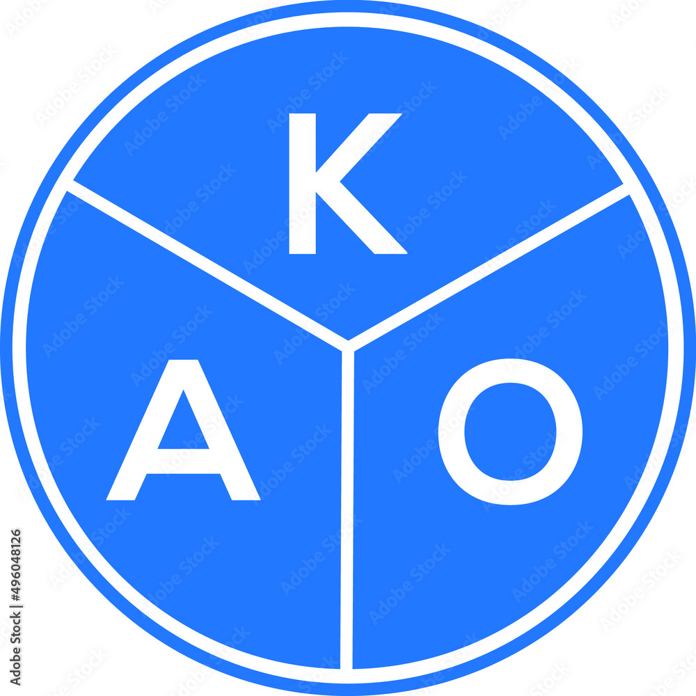 KAO letter logo design on white background. KAO creative circle letter logo concept. KAO letter design. KAO letter logo design on white background. KAO creative circle letter logo concept. KAO letter design.