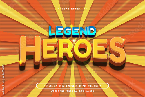 editable 3d legend heroes text effect perfect for gaming developer tools marketing.typhography logo
