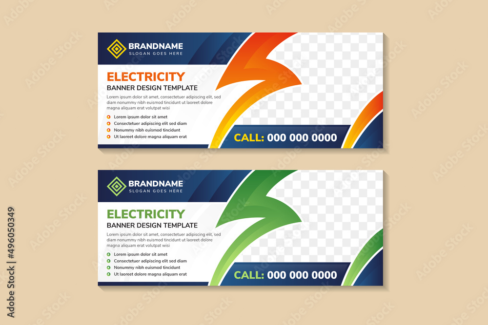 Obraz premium High energy online banner template set, increasing electricity corporate advertisement, horizontal ad, global crisis campaign webpage, flyer, creative brochure, isolated on background