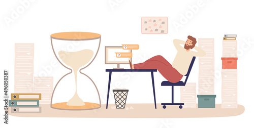 Procrastination at work place, lazy worker in office