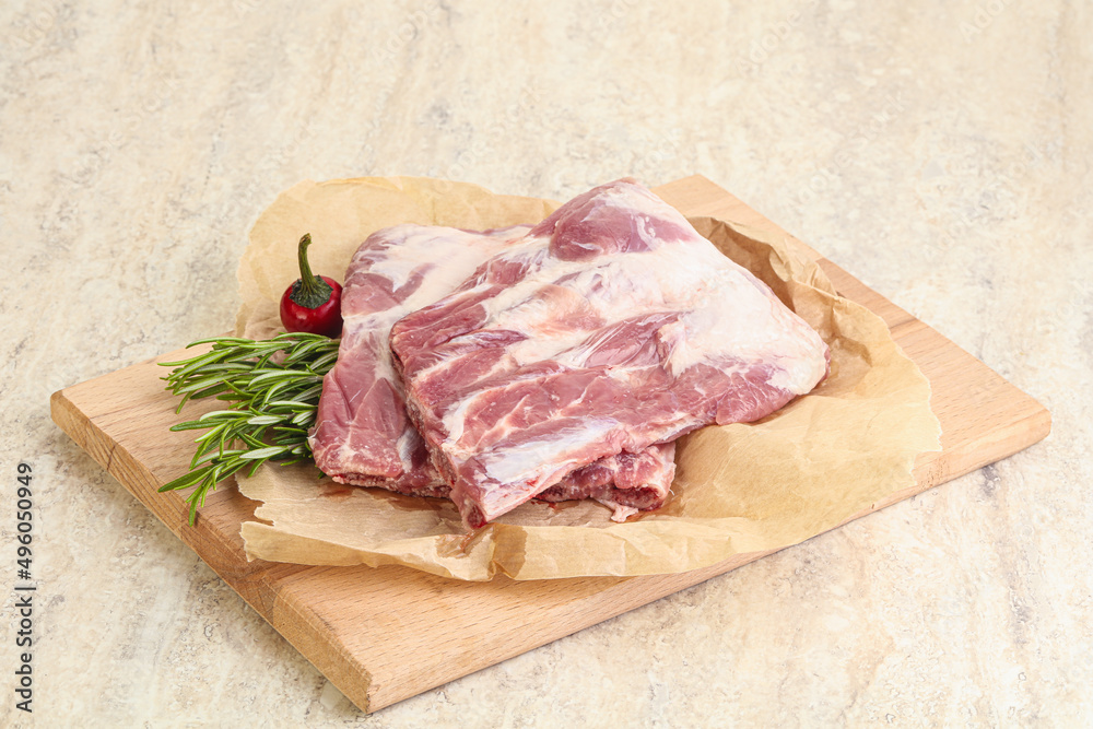 Raw pork ribs for cooking