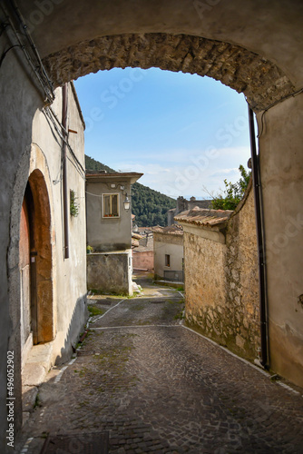 Fototapeta Naklejka Na Ścianę i Meble -  A narrow street in Faicchio, a small village in the province of Benevento, Italy.