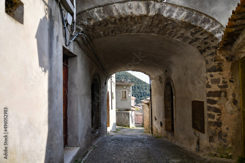 A narrow street in Faicchio  a small village in the province of Benevento  Italy.