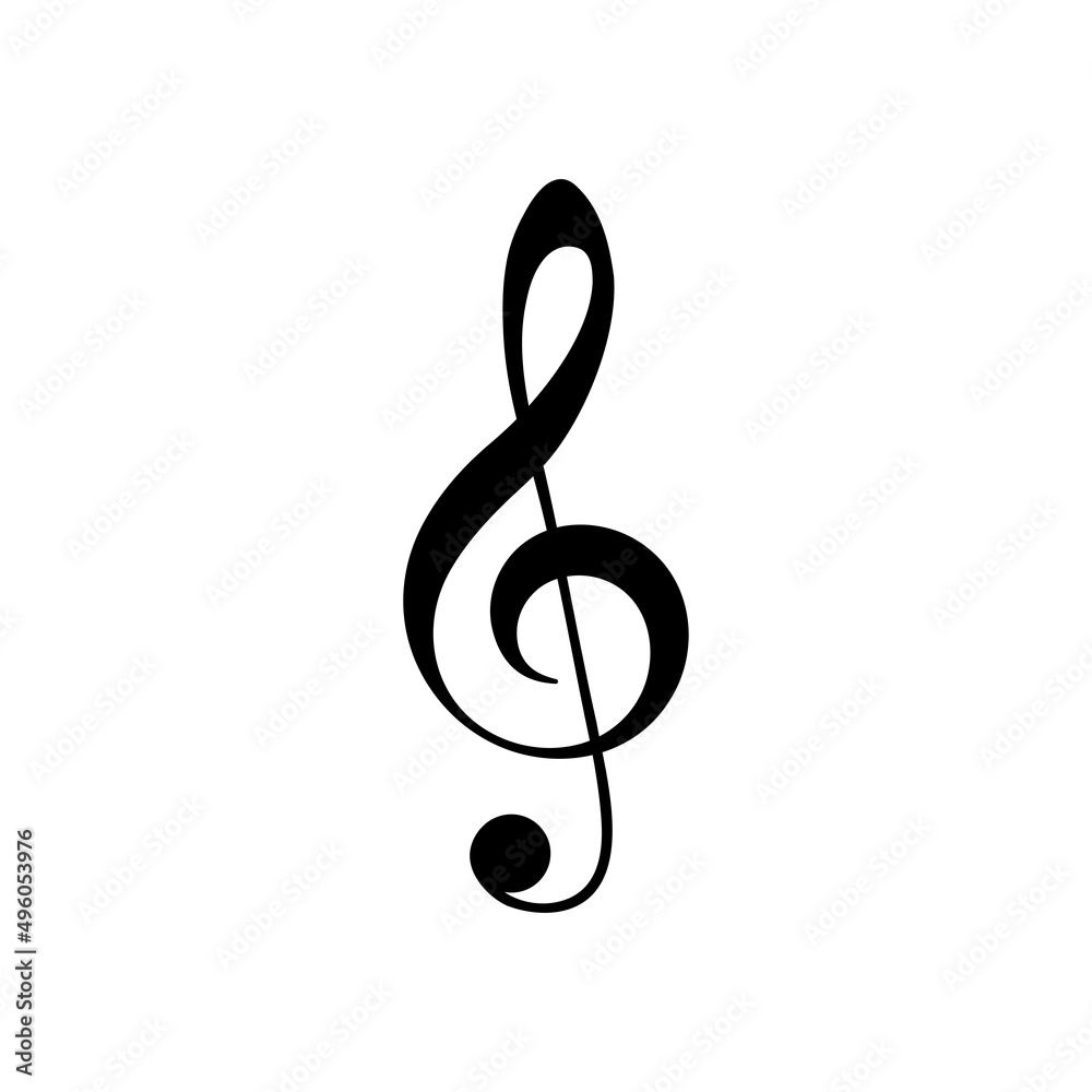 Treble clef on white background. Vector isolated illustration. Simple music key. Treble clef on white background. Vector isolated illustration. Simple music key.