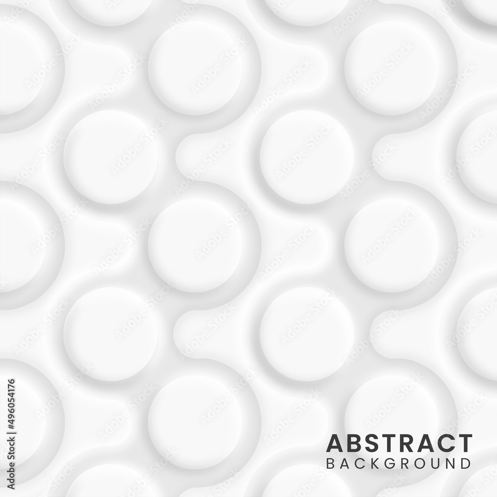 3D Abstract Geometric Pattern Background In White Color.