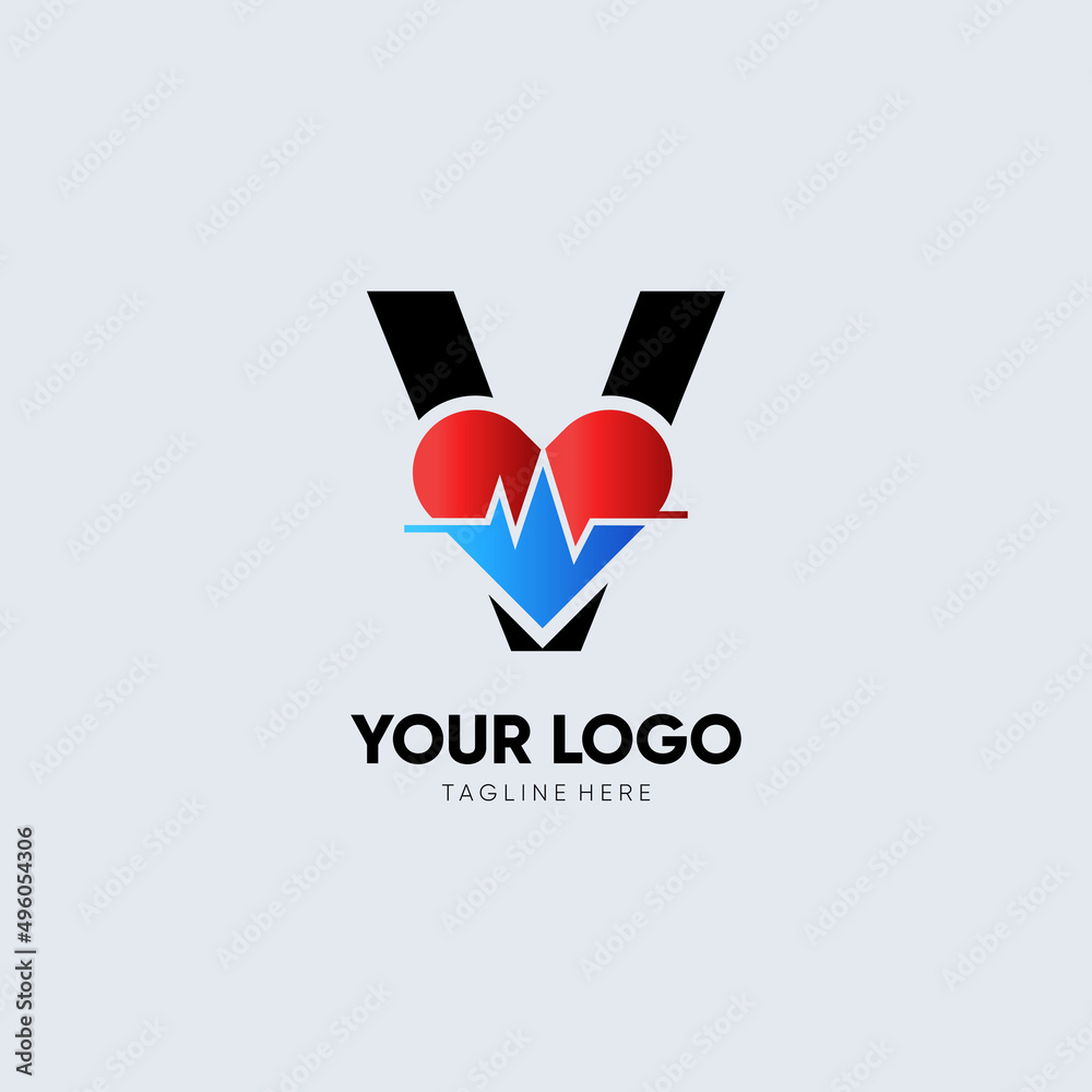 Letter V Heartbeat Logo Design Vector Icon Graphic Emblem Illustration Letter V Heartbeat Logo Design Vector Icon Graphic Emblem Illustration