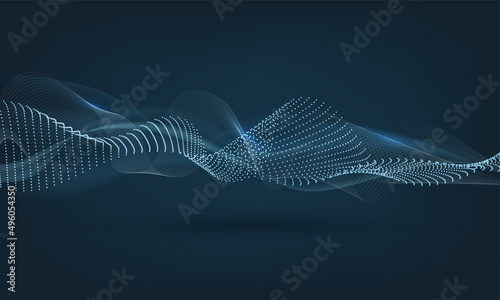 Abstract Wave Motion Background In Teal Blue Color.