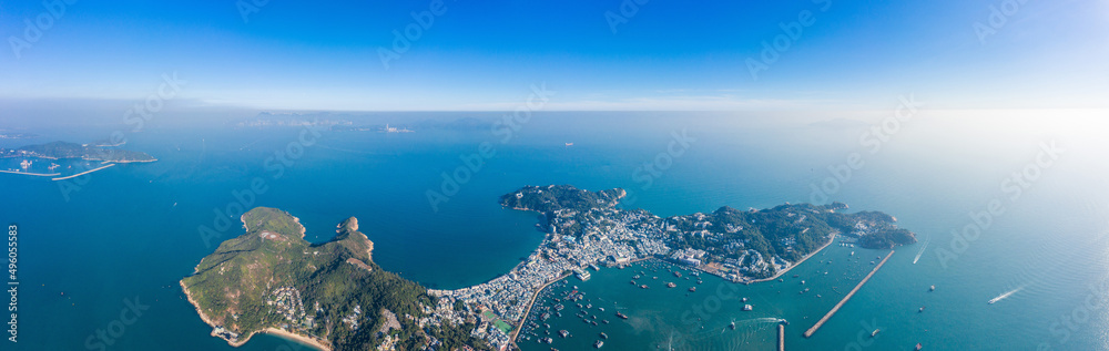 Aerial view of Cheung Chau, Famous vacation location in outter island of Hong Kong